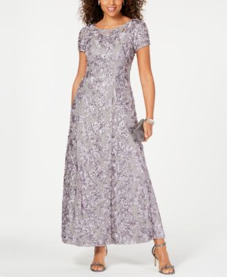 Petite Rosette Lace A-Line Gown ...